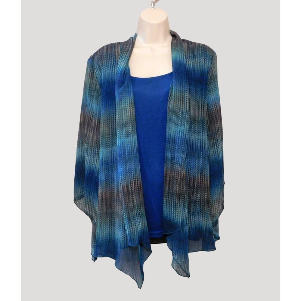 Rebecca Malone Teal Tank with Attached Sheer Multicolor Jacket XL - Picture 7 of 8